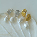 Conch Baroque Artificial Pearl Drop Earrings - floysun