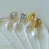 Conch Baroque Artificial Pearl Drop Earrings - floysun