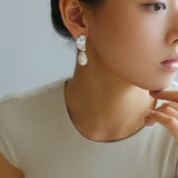 Conch Baroque Artificial Pearl Drop Earrings - floysun