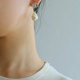Conch Baroque Artificial Pearl Drop Earrings - floysun