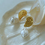 Conch Baroque Artificial Pearl Drop Earrings - floysun