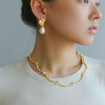 Conch Baroque Artificial Pearl Drop Earrings - floysun