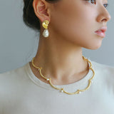 Conch Baroque Artificial Pearl Drop Earrings - floysun