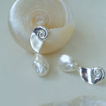 Conch Baroque Artificial Pearl Drop Earrings - floysun