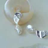 Conch Baroque Artificial Pearl Drop Earrings - floysun