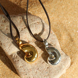 Conch Leather Striped Long Style Pendant Necklace - floysun