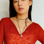 Conch Leather Striped Long Style Pendant Necklace - floysun