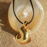 Conch Leather Striped Long Style Pendant Necklace - floysun