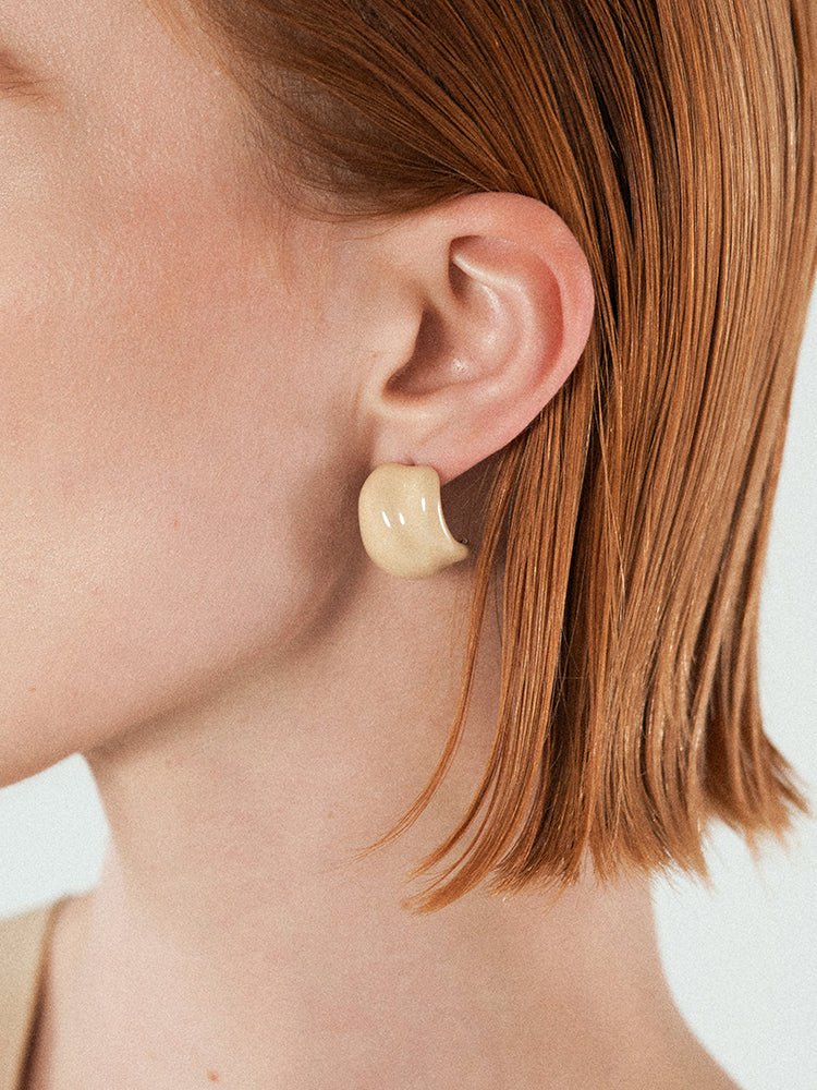 Creamy Enamel Hoop Earrings - floysun