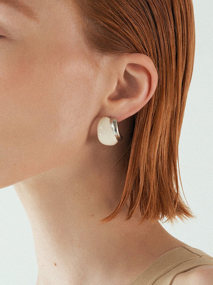 Creamy Enamel Hoop Earrings - floysun