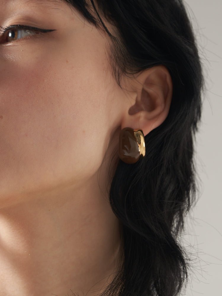 Creamy Enamel Hoop Earrings - floysun