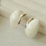 Creamy Enamel Hoop Earrings - floysun