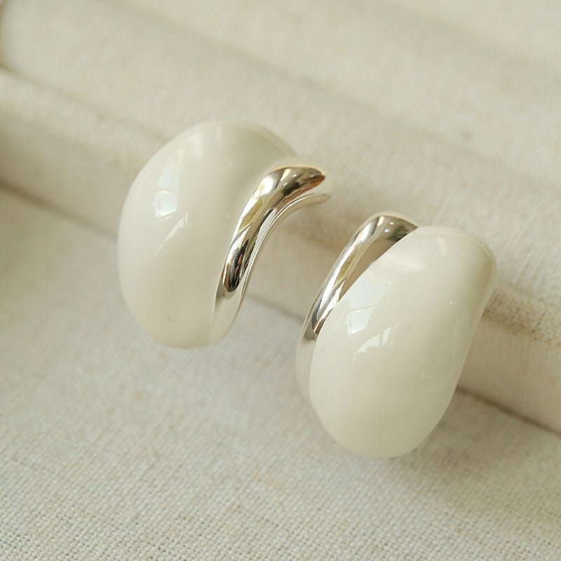 Creamy Enamel Hoop Earrings - floysun
