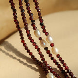 Creative Essence Garnet & Pearl Necklace - floysun