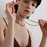 Creative Essence Garnet & Pearl Necklace - floysun
