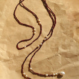 Creative Essence Garnet & Pearl Necklace - floysun