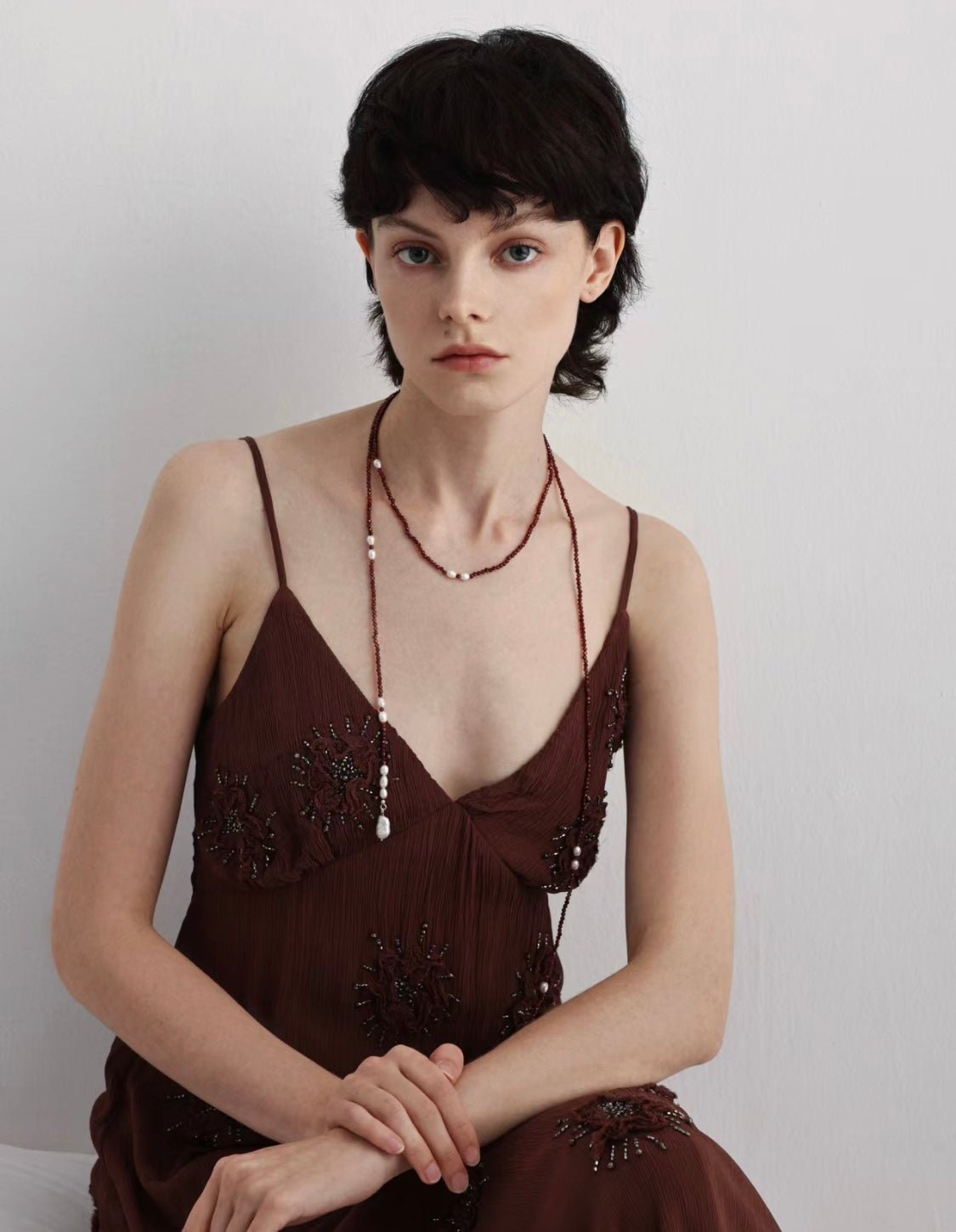 Creative Essence Garnet & Pearl Necklace - floysun