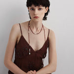 Creative Essence Garnet & Pearl Necklace - floysun