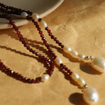 Creative Essence Garnet & Pearl Necklace - floysun