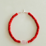 Crimson Coral & Pink Quartz Pearl Beaded Necklace - floysun