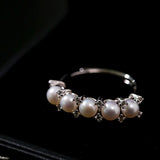 Crown Bloom Adjustable Pearl Ring - floysun