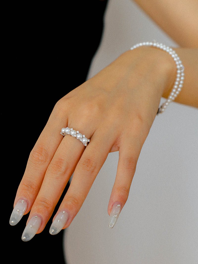 Crown Bloom Adjustable Pearl Ring - floysun