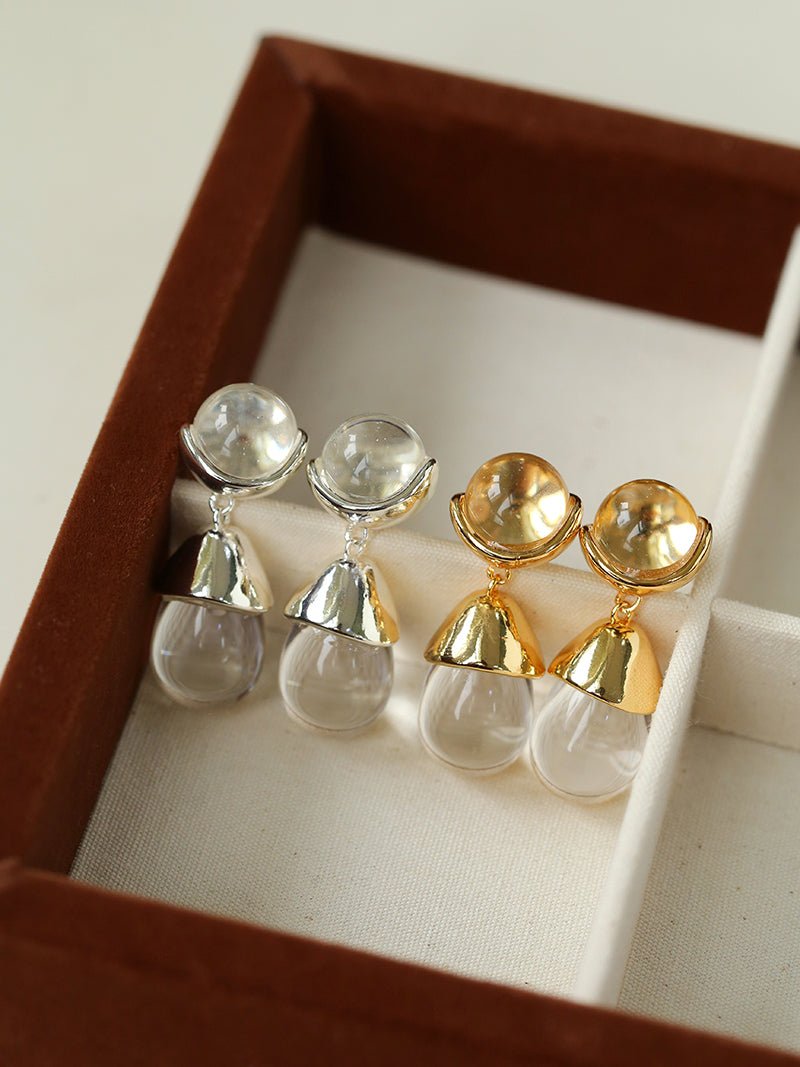 Crystal Dewdrop Earrings - Gold - floysun