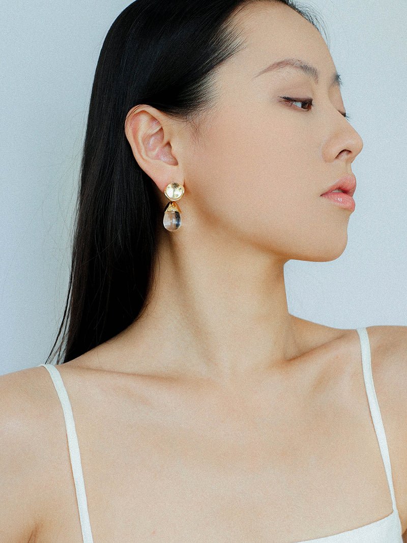 Crystal Dewdrop Earrings - Silver - floysun