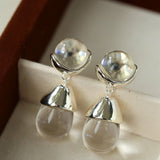 Crystal Dewdrop Earrings - Silver - floysun
