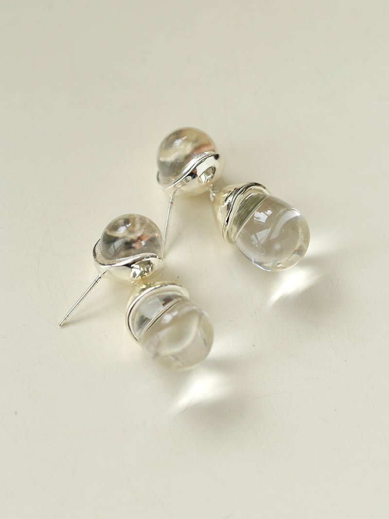 Crystal Dewdrop Earrings - Silver - floysun
