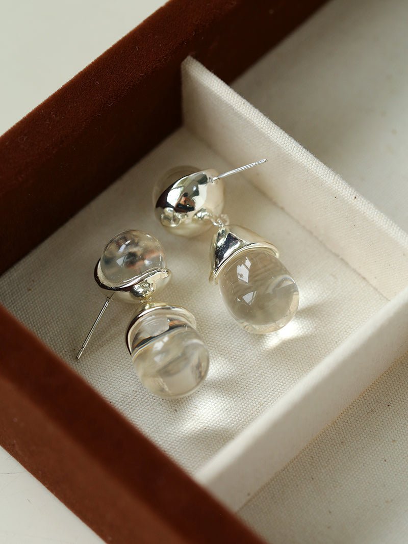 Crystal Dewdrop Earrings - Silver - floysun