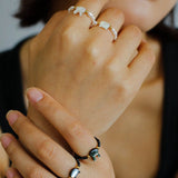 Cute Rabbit Cat Pearl Black Spinel Stretch Ring (Buy One Get One Free) - floysun