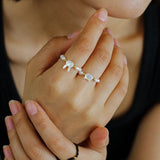 Cute Rabbit Cat Pearl Black Spinel Stretch Ring (Buy One Get One Free) - floysun