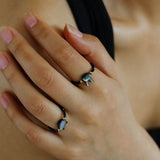 Cute Rabbit Cat Pearl Black Spinel Stretch Ring (Buy One Get One Free) - floysun