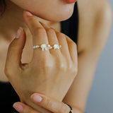 Cute Rabbit Cat Pearl Black Spinel Stretch Ring (Buy One Get One Free) - floysun
