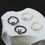 Cute Rabbit Cat Pearl Black Spinel Stretch Ring (Buy One Get One Free) - floysun