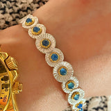 Daisy Bloom Blue Agate Open Cuff Bracelet - floysun
