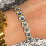Daisy Bloom Blue Agate Open Cuff Bracelet - floysun
