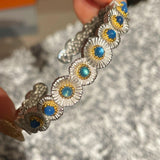 Daisy Bloom Blue Agate Open Cuff Bracelet - floysun