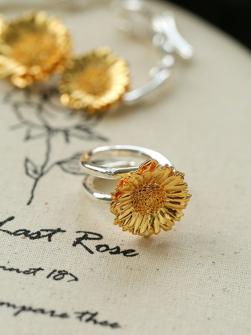 Daisy Flower Ring - Matte Gold - floysun