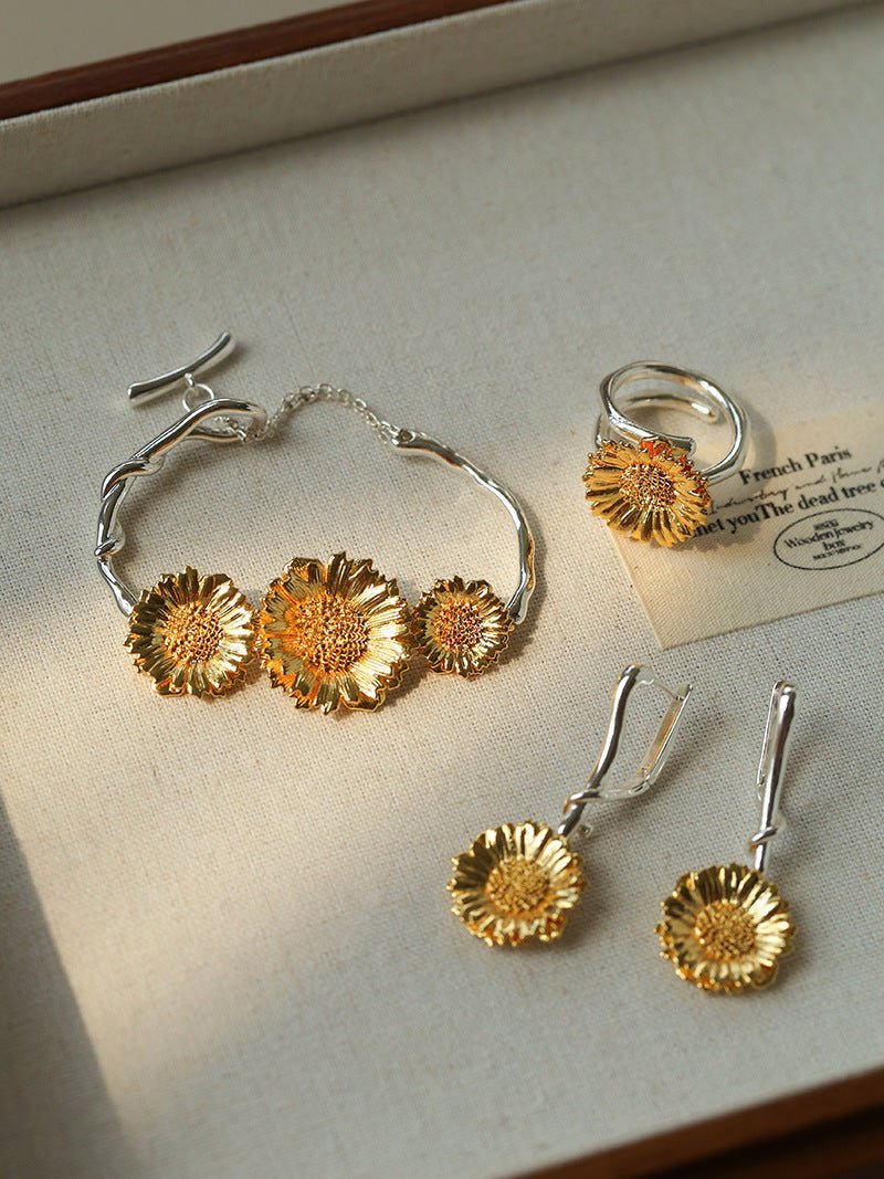 Daisy Flower Ring - Matte Gold - floysun