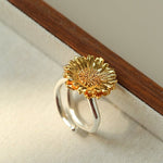 Daisy Flower Ring - Matte Gold - floysun