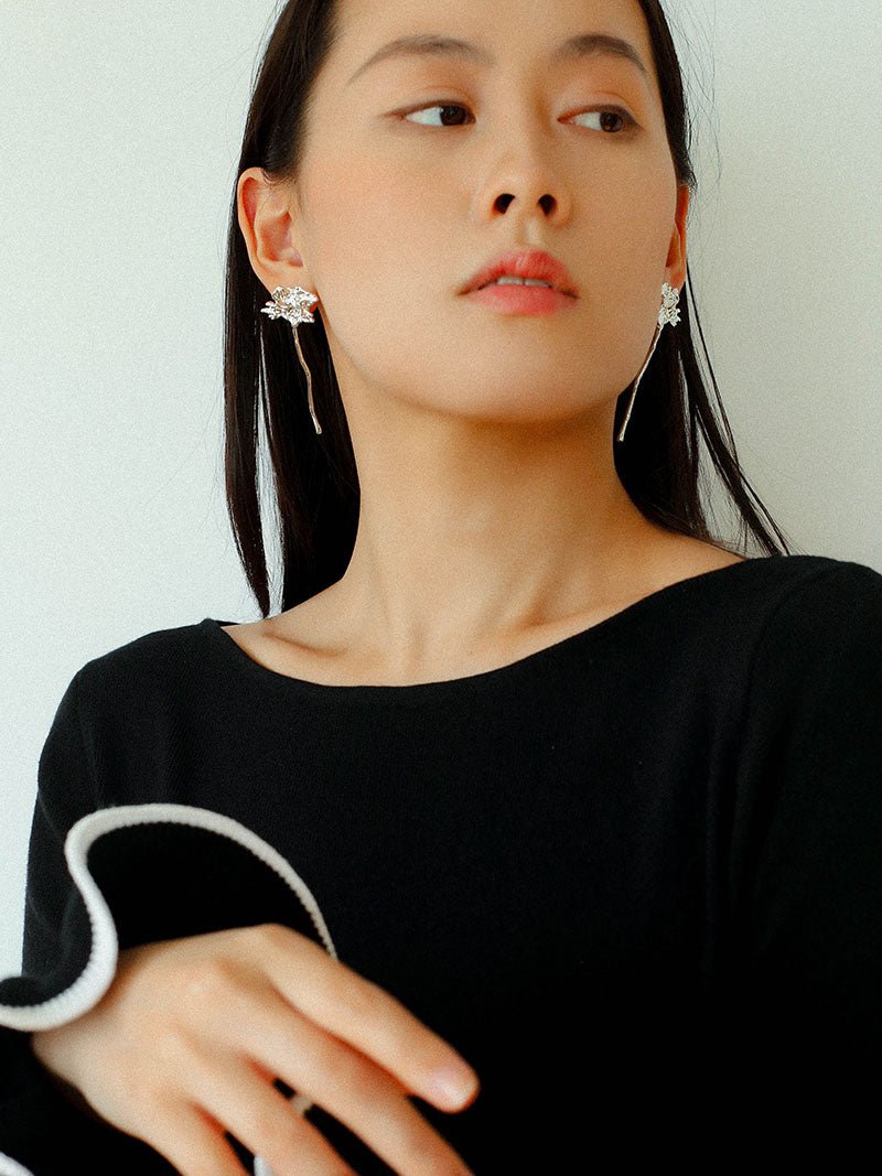 Daisy Long Earrings Metallic Vintage Chic - floysun