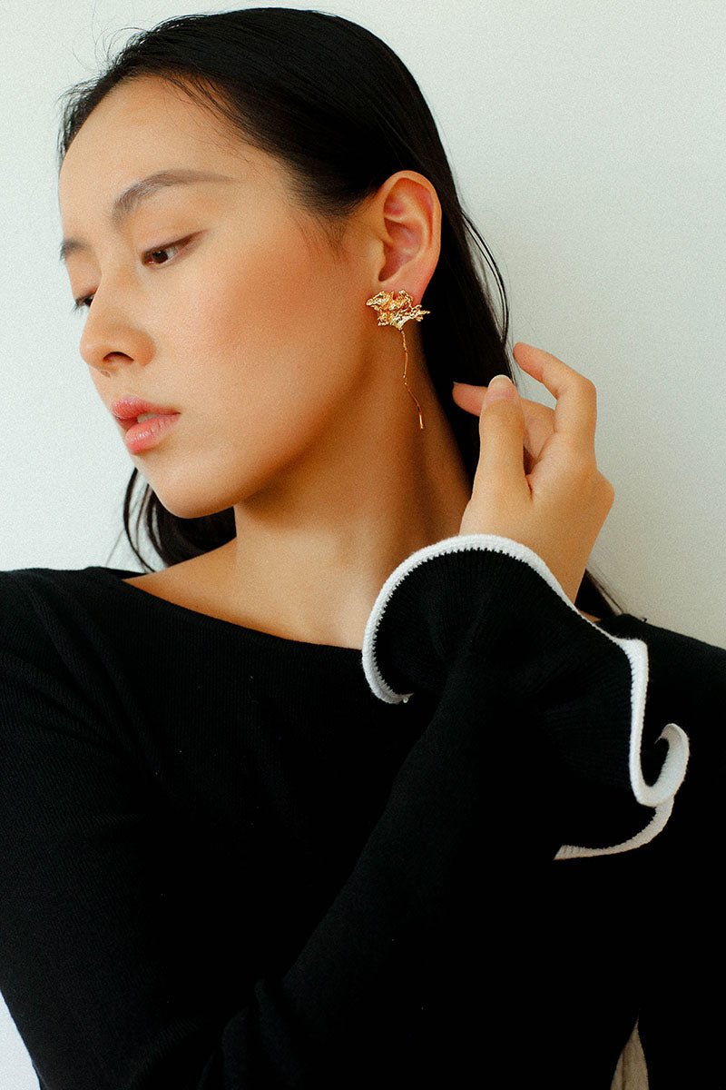 Daisy Long Earrings Metallic Vintage Chic - floysun