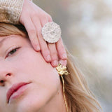 Daisy Long Earrings Metallic Vintage Chic - floysun
