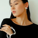 Daisy Long Earrings Metallic Vintage Chic - floysun