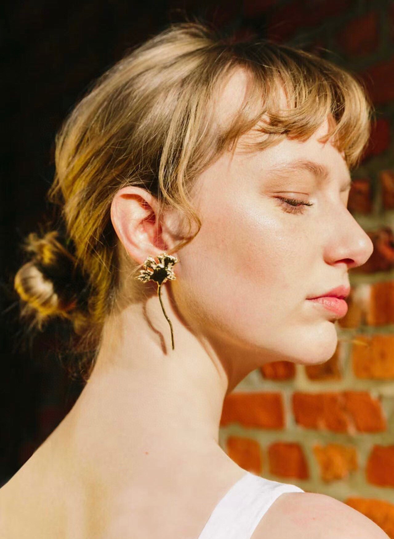 Daisy Long Earrings Metallic Vintage Chic - floysun
