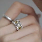Daisy Open Ring 925 Silver with Colorful Zircon Adjustable size - floysun