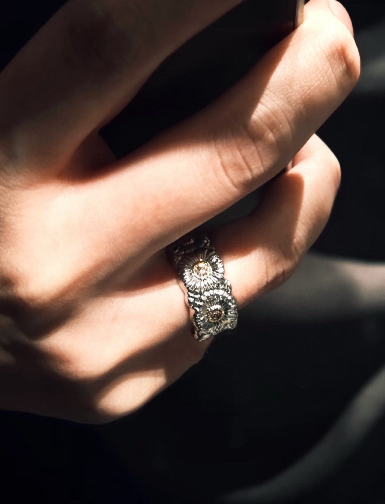 Daisy Open Ring 925 Silver with Colorful Zircon Adjustable size - floysun