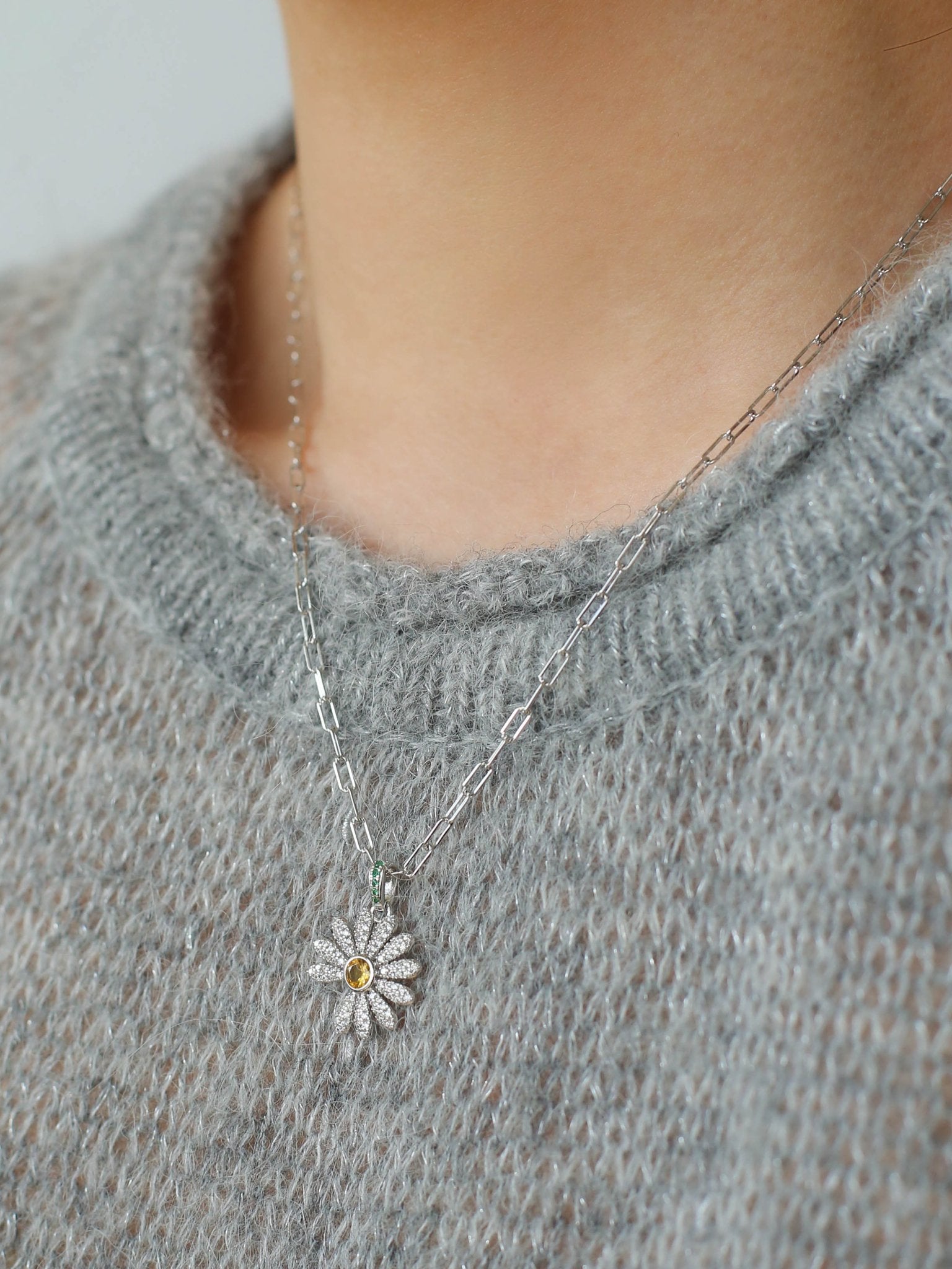 Daisy Pendant Necklace Solid 925 Sterling Silver Unisex - floysun